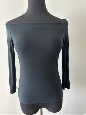 ADOLFO DOMINGUEZ BLACK BOAT NECK OFF SHOULDER SOFT LYCRA SIZE P